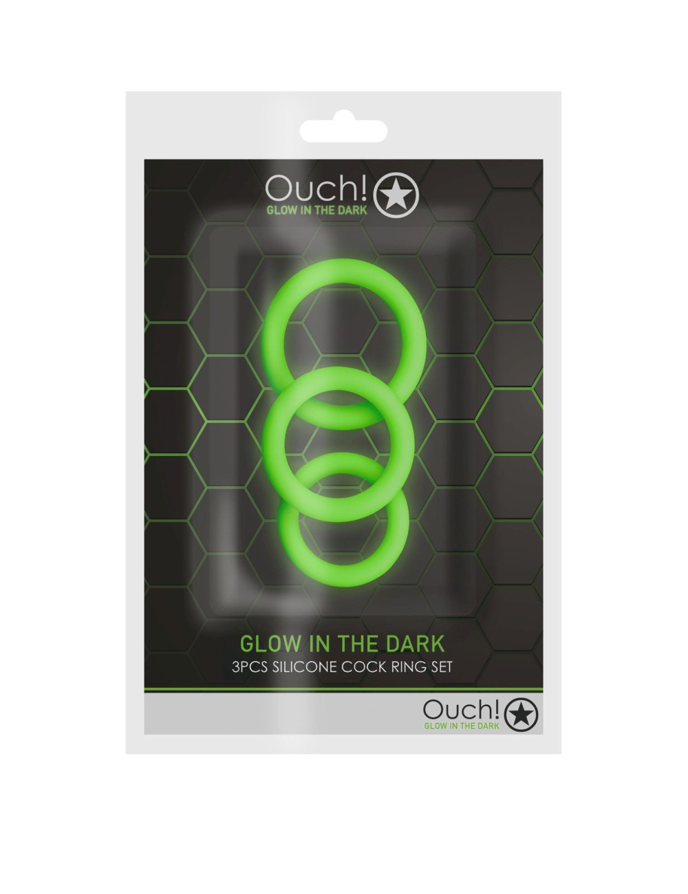 3 pcs Cock Ring Set - Glow in the Dark - Neon Green