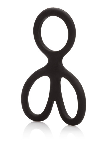 Silikonowy pierścień na penisa i mosznę bez wibracji – Ball Spreader Black