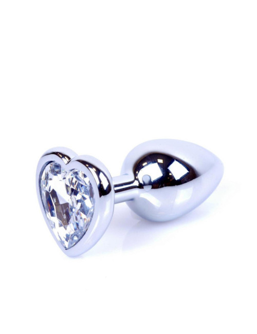Plug-Jewellery Silver  Heart PLUG- Clear