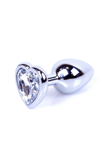 Plug-Jewellery Silver  Heart PLUG- Clear