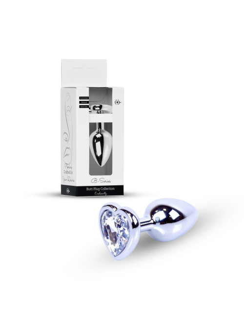 Plug-Jewellery Silver  Heart PLUG- Clear