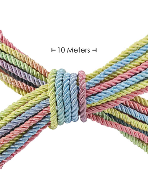 Polyester Bondage Rope 10 m Multicolor Pastel - Lina BDSM, Kagańce, Wiązania, Zabawki