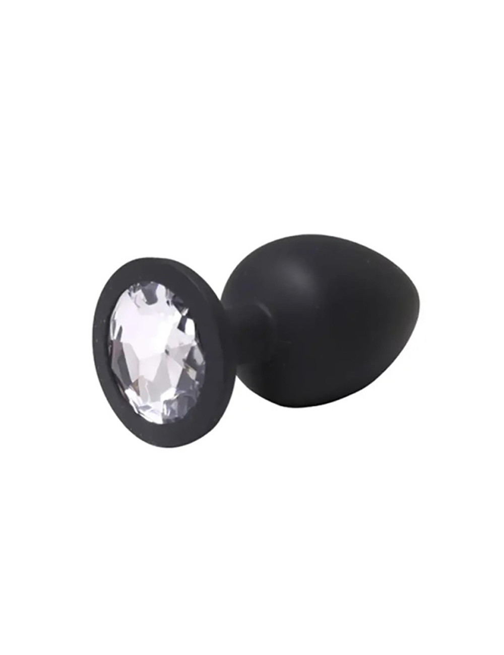 Black large butt plug with white crystal
