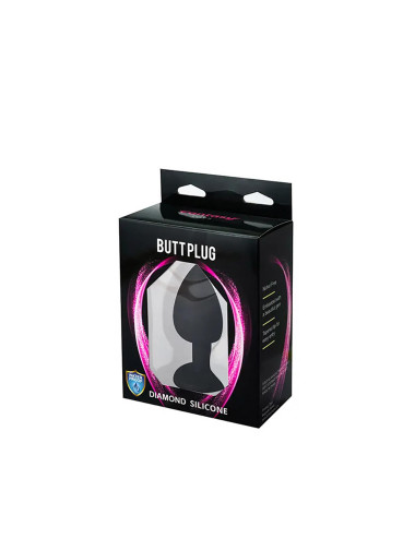Black large butt plug with white crystal