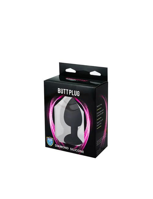 Black large butt plug with white crystal