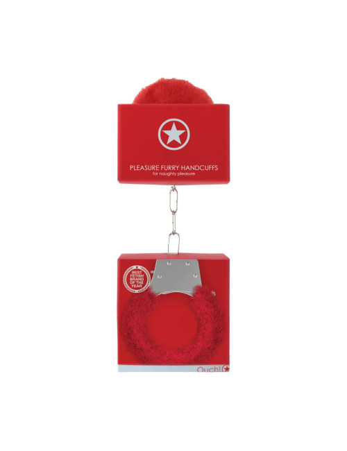 Pleasure Handcuffs Furry Red