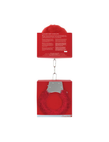 Pleasure Handcuffs Furry Red