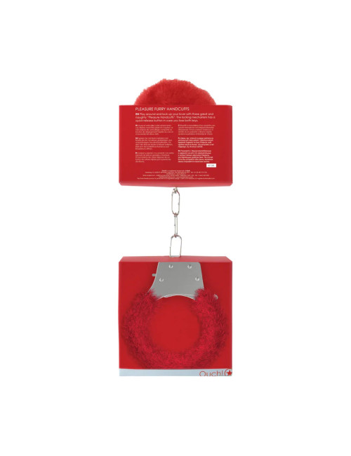 Pleasure Handcuffs Furry Red