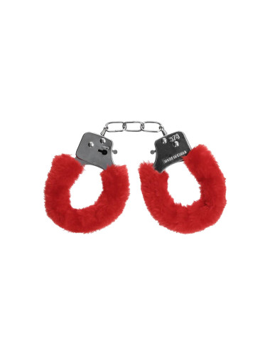 Pleasure Handcuffs Furry Red