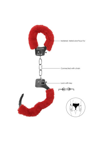 Pleasure Handcuffs Furry Red