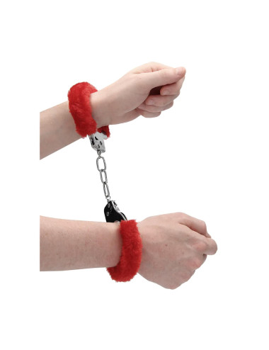 Pleasure Handcuffs Furry Red