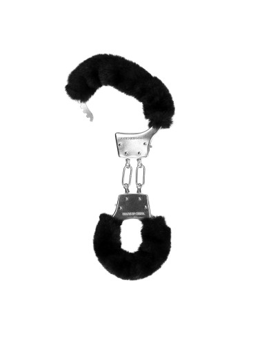 Furry Metal Hand Cuffs - Black