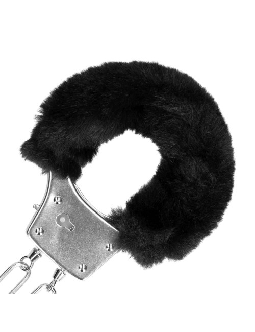 Furry Metal Hand Cuffs - Black