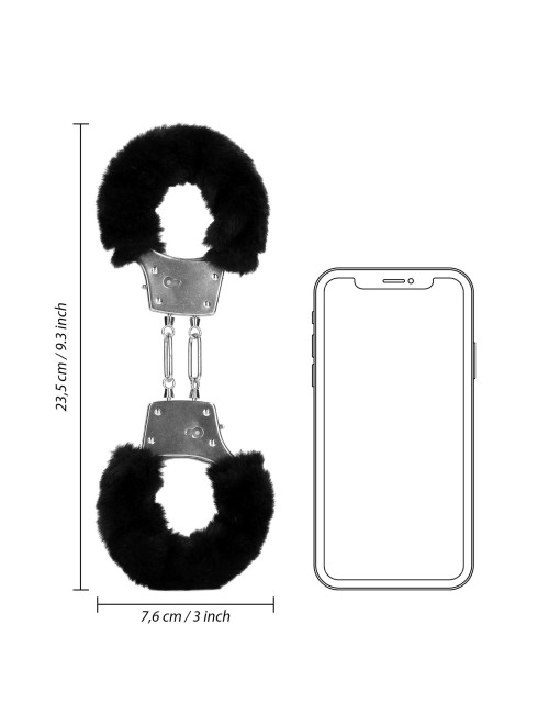 Furry Metal Hand Cuffs - Black