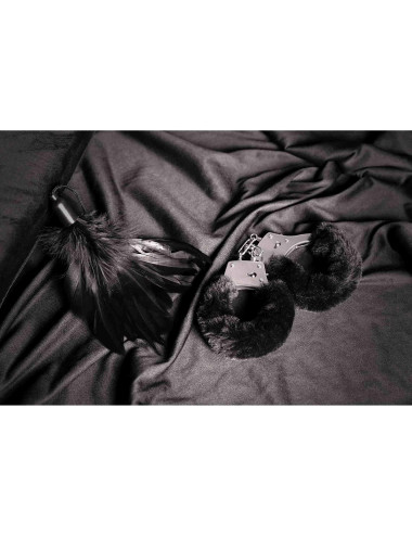 Furry Metal Hand Cuffs - Black