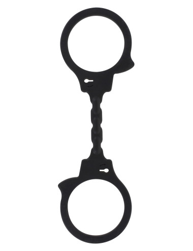 Stretchy Fun Cuffs Black – zabawki BDSM kajdanki TPR, 25 cm, 6 cm Ø