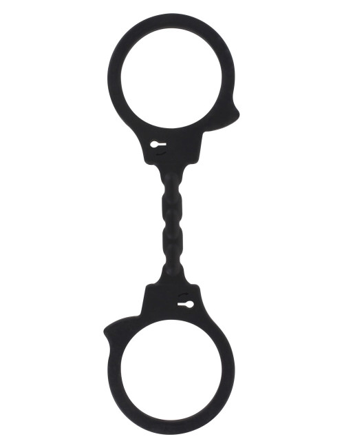 Stretchy Fun Cuffs Black – zabawki BDSM kajdanki TPR, 25 cm, 6 cm Ø