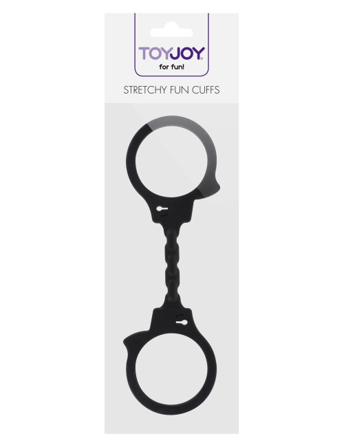 Stretchy Fun Cuffs Black – zabawki BDSM kajdanki TPR, 25 cm, 6 cm Ø