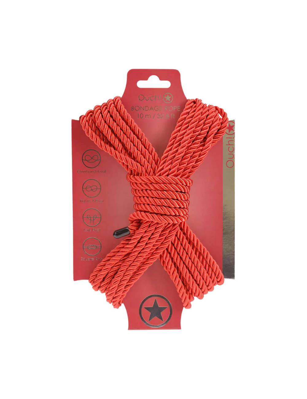 Lina bondage poliestrowa 10 m, czerwona - bezpieczna dla ciała, do BDSM i wiązań