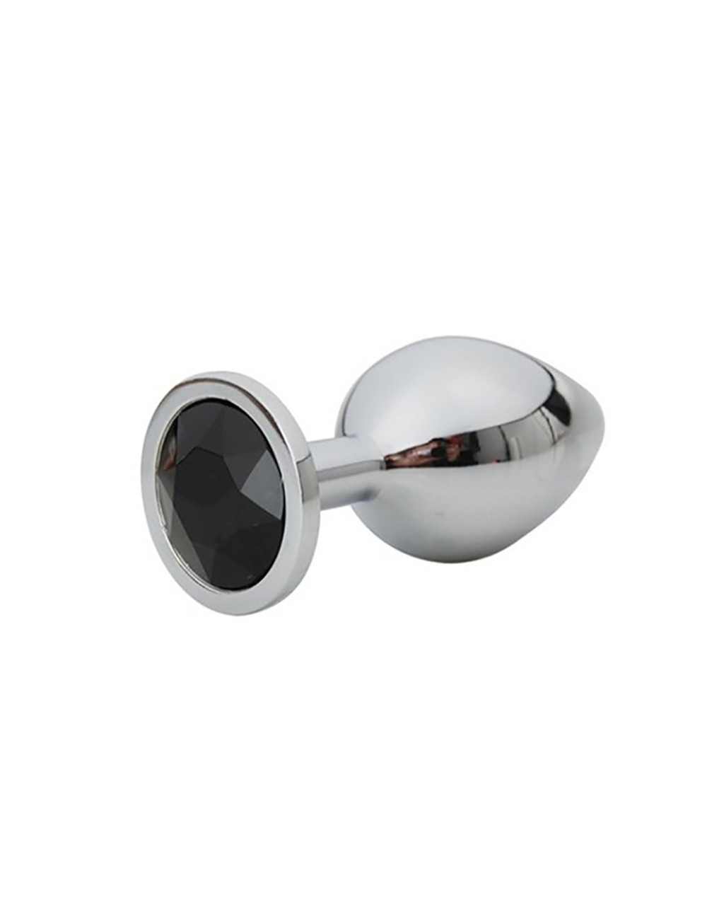 Silver Small Butt Plug z Czarnym Diamentem – Plug Analny 7 cm, 2,8 cm, bezniklowy