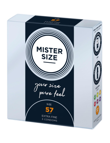 Afrodyzjaki Prezerwatywy MISTER SIZE 57mm Naturalne 3 sztuki Ultra cienkie 0,05 mm