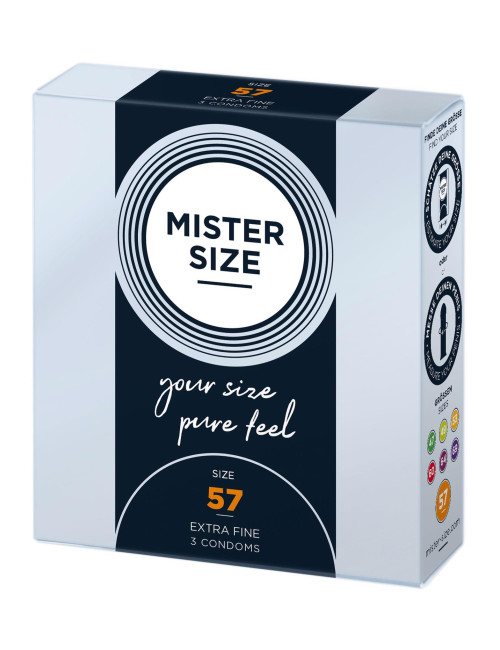 Afrodyzjaki Prezerwatywy MISTER SIZE 57mm Naturalne 3 sztuki Ultra cienkie 0,05 mm