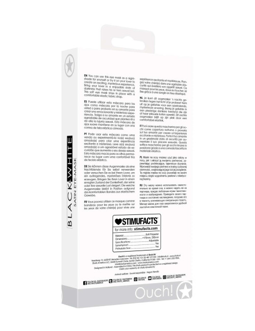 Ouch! Satin Eye-Mask - Czarna satynowa opaska na oczy