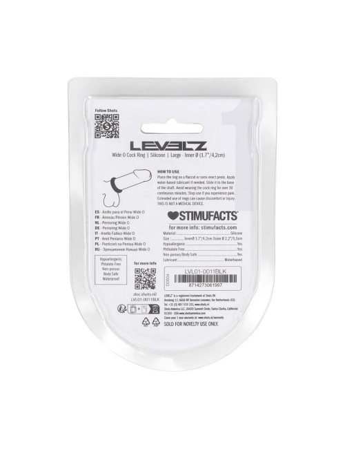 Levelz Wide O Silicone Cockring - Rozmiar L, 42mm, Czarny
