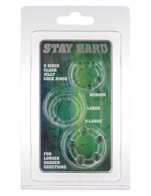 Scala Selection Zestaw trzech transparentnych pierścieni Stay Hard
