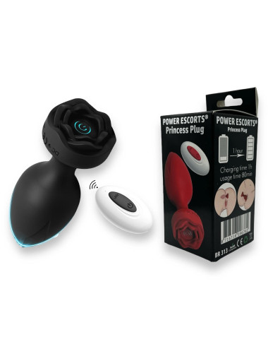 Power Escorts Princess Plug - Zdalnie Sterowany Plug Analny z Silikonu, USB, 10 Trybów