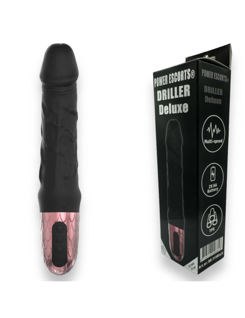 Power Escorts Driller De Luxe Black – Realistyczny Wibrator 21 cm