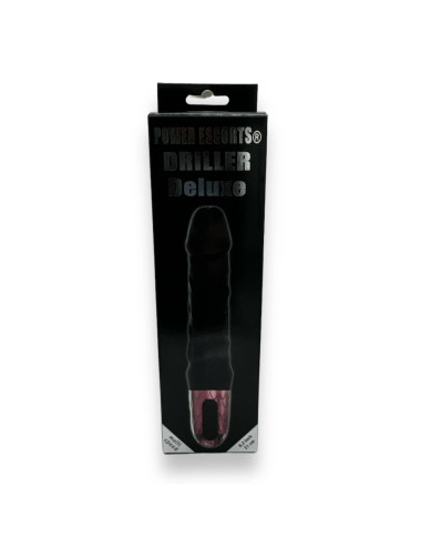 Power Escorts - Driller De Luxe Black - 21 Cm / 8.2 Inch Fat Silicone Realistic Vibrator