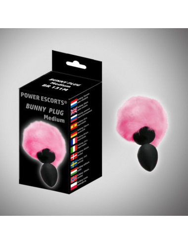 Bunny plug small black with pink tail 7,2 x 3,2 cm / 2,8 x 1,26 inch