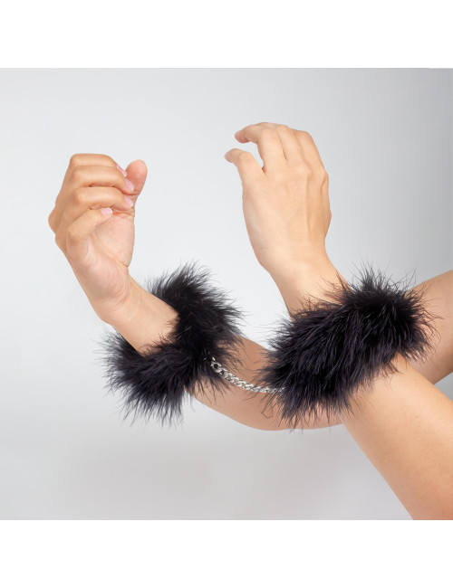BLACK MARABOU HANDCUFFS