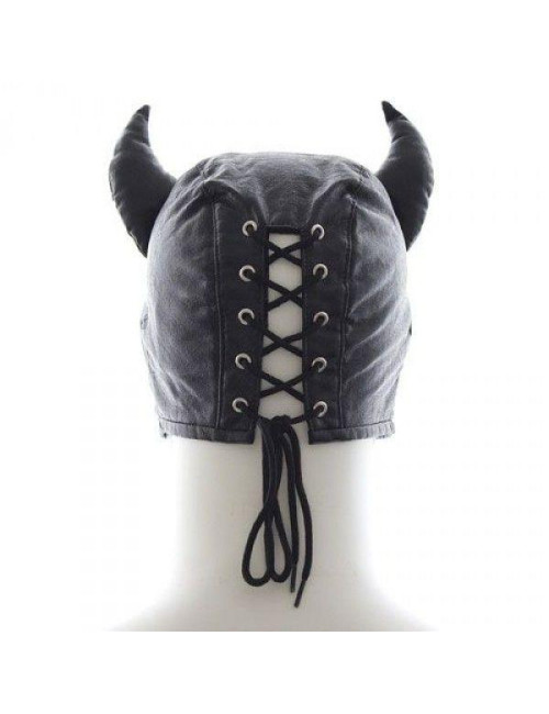 Maski BDSM Devil Black - czarna skórzana maska Fetish Art