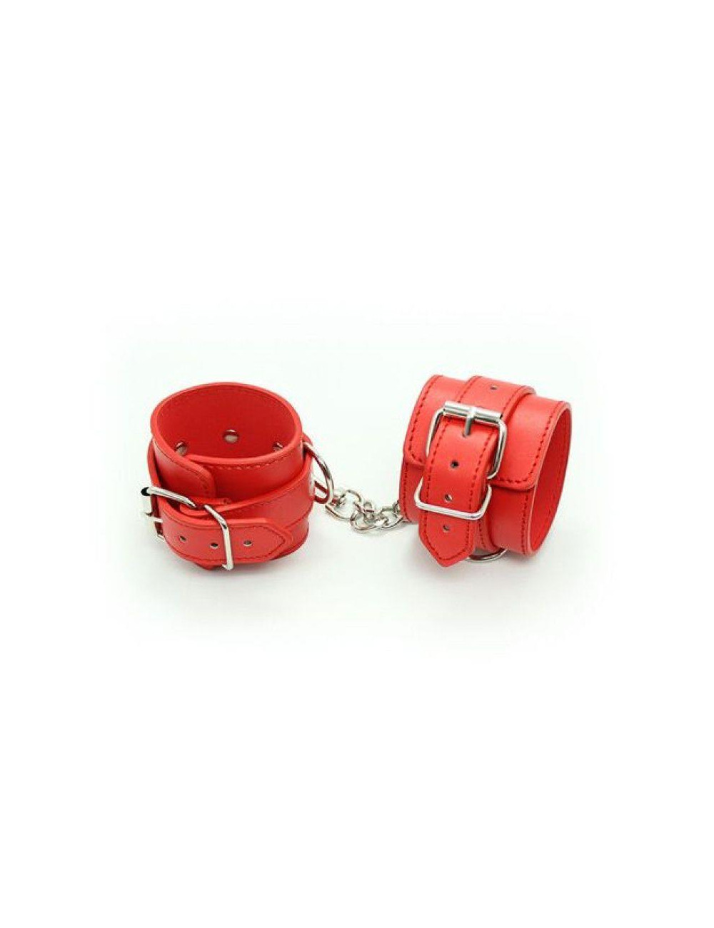 Skórzane Kajdanki na Nadgarstki Cuffs Belt Red Toyz4lovers