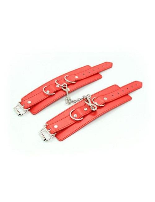 Skórzane Kajdanki na Nadgarstki Cuffs Belt Red Toyz4lovers