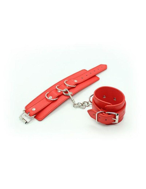 Skórzane Kajdanki na Nadgarstki Cuffs Belt Red Toyz4lovers