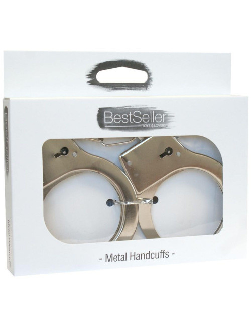 Kajdanki BDSM Stalowe Toyz4lovers Silver z Dźwignią