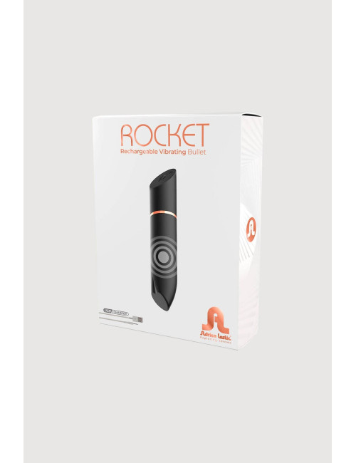 Rocket Black Rechargeable Bullet – Mini Wibrator, 10 Trybów, Wodoodporny USB, Dyskretny Pocisk, Zabawki erotyczne