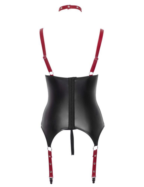 Cottelli Bondage Gorset Basque Czarno-Czerwony XL