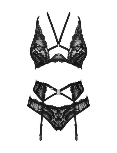 Obsessive Alessya 3-częściowy komplet czarny M/L