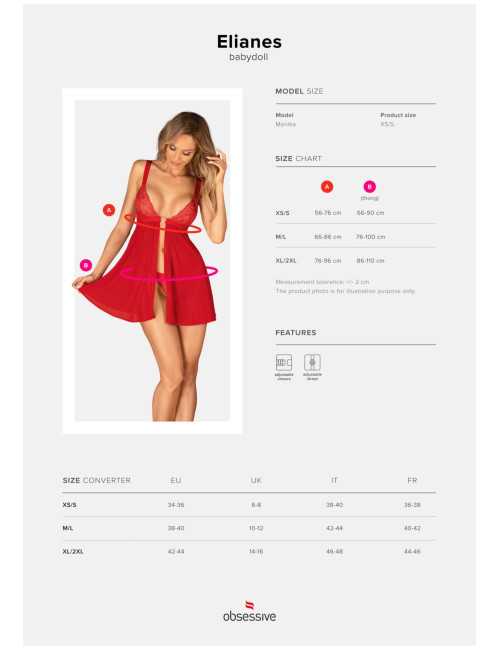 Obsessive Elianes Babydoll i Stringi XS/S