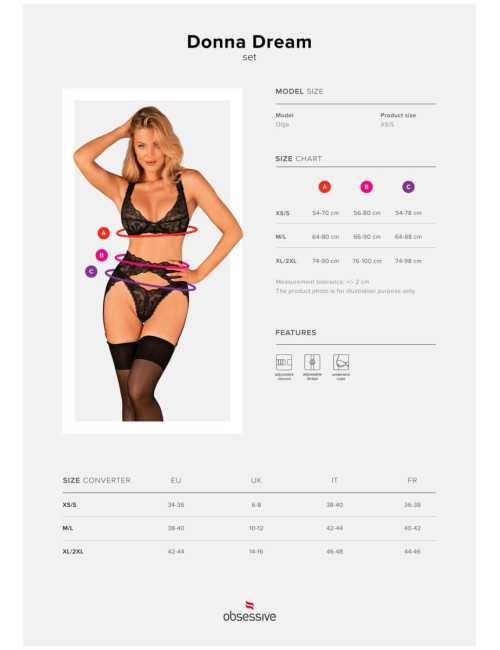 Obsessive Donna Dream Komplet 3-częściowy M/L