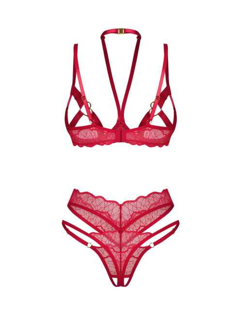 Obsessive Cupide Desir - 2-częściowy otwarty komplet bielizny S/M