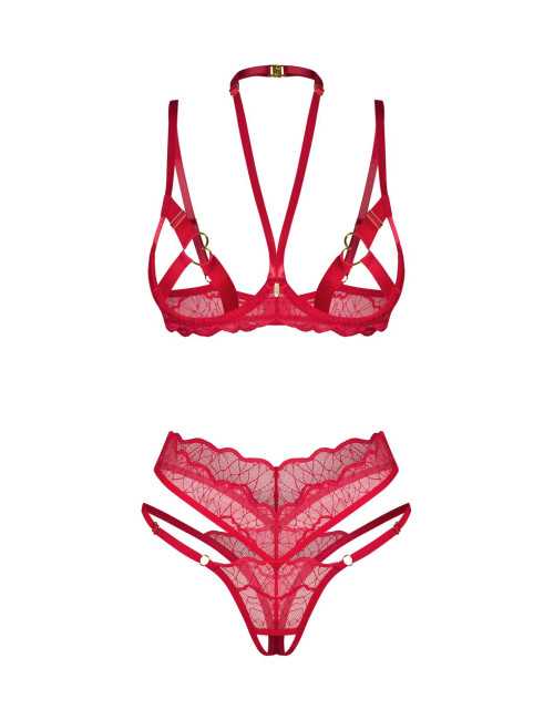 Obsessive Cupide Desir - 2-częściowy otwarty komplet bielizny S/M