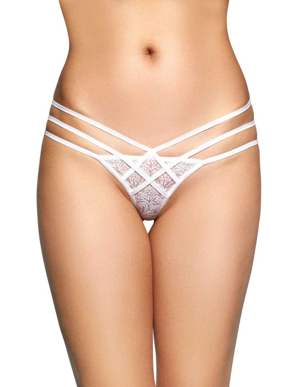 SoftLine Collection Zmysłowe stringi damskie G-String 2492 białe S/M