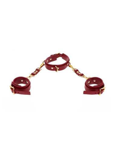 D-Ring Collar and Wrist Cuffs Red