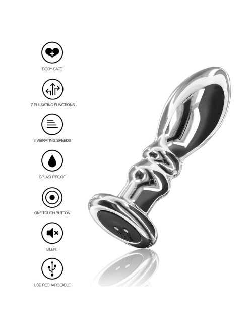 Buttplug Vibr. Ribbed Medium Silver