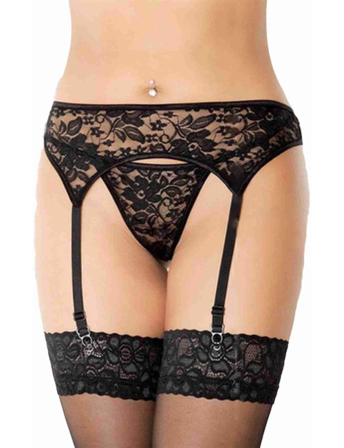 SoftLine Collection 3310 - Czarny Pas do Pończoch S/M